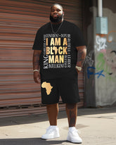 Men's Plus Size I Am A Black Man T-Shirt Shorts Suit